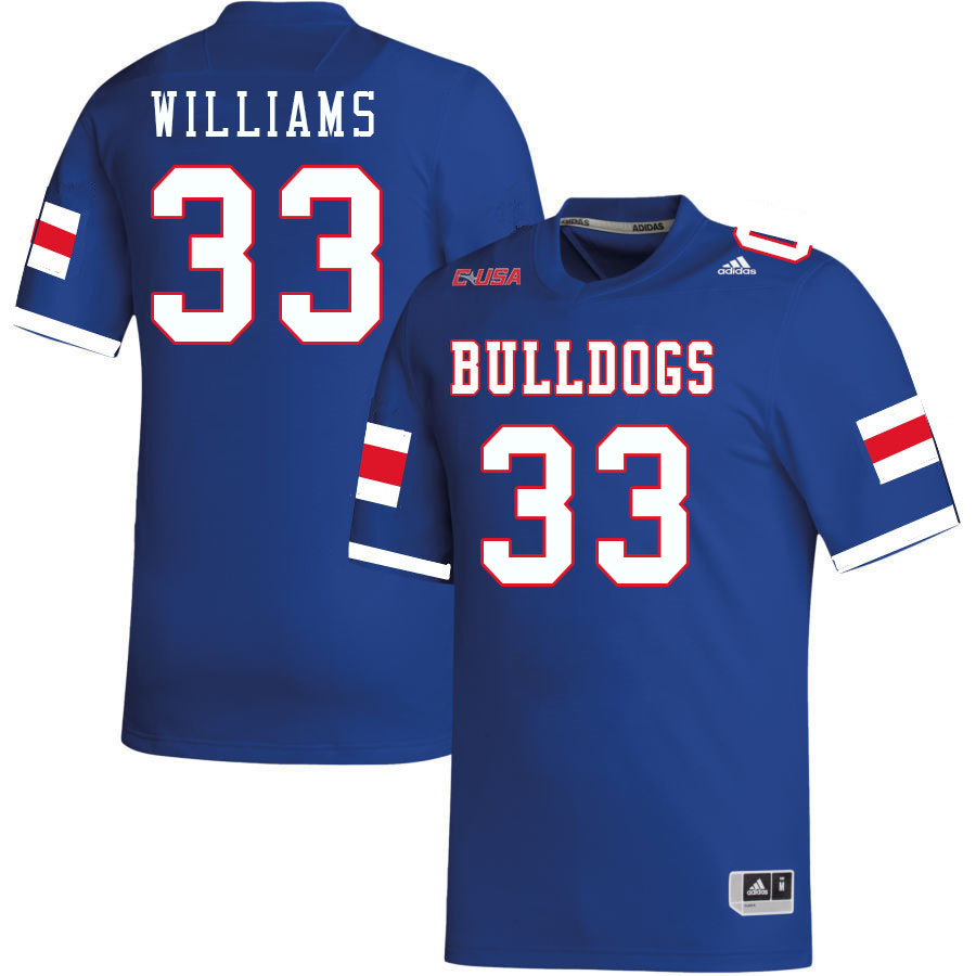 Men-Youth #33 Tavis Williams Louisiana Tech Bulldogs 2023 College Football Jerseys Stitched Sale-Blu